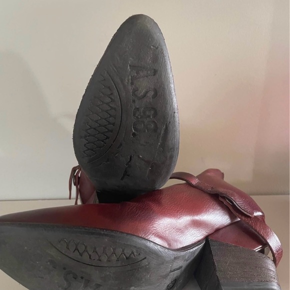 A.S.98 Women's Burgundy Leather Heels - Picture 6 of 8